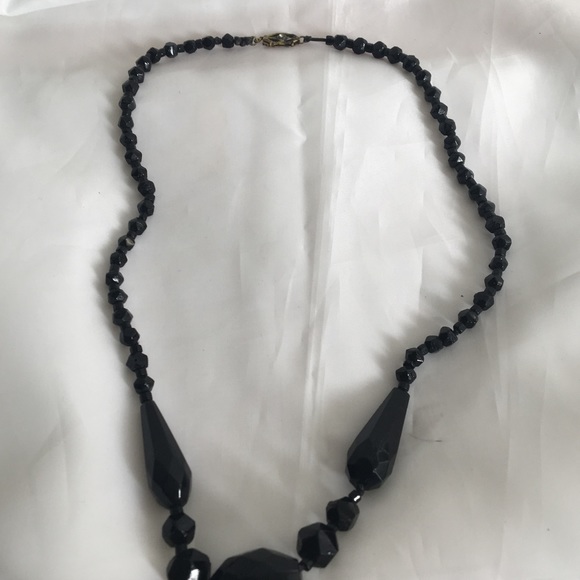 West Germany ebony glass bead necklace. - Picture 2 of 6
